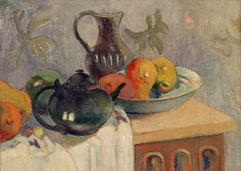Konvice na čaj, džbán a ovoce, 1899